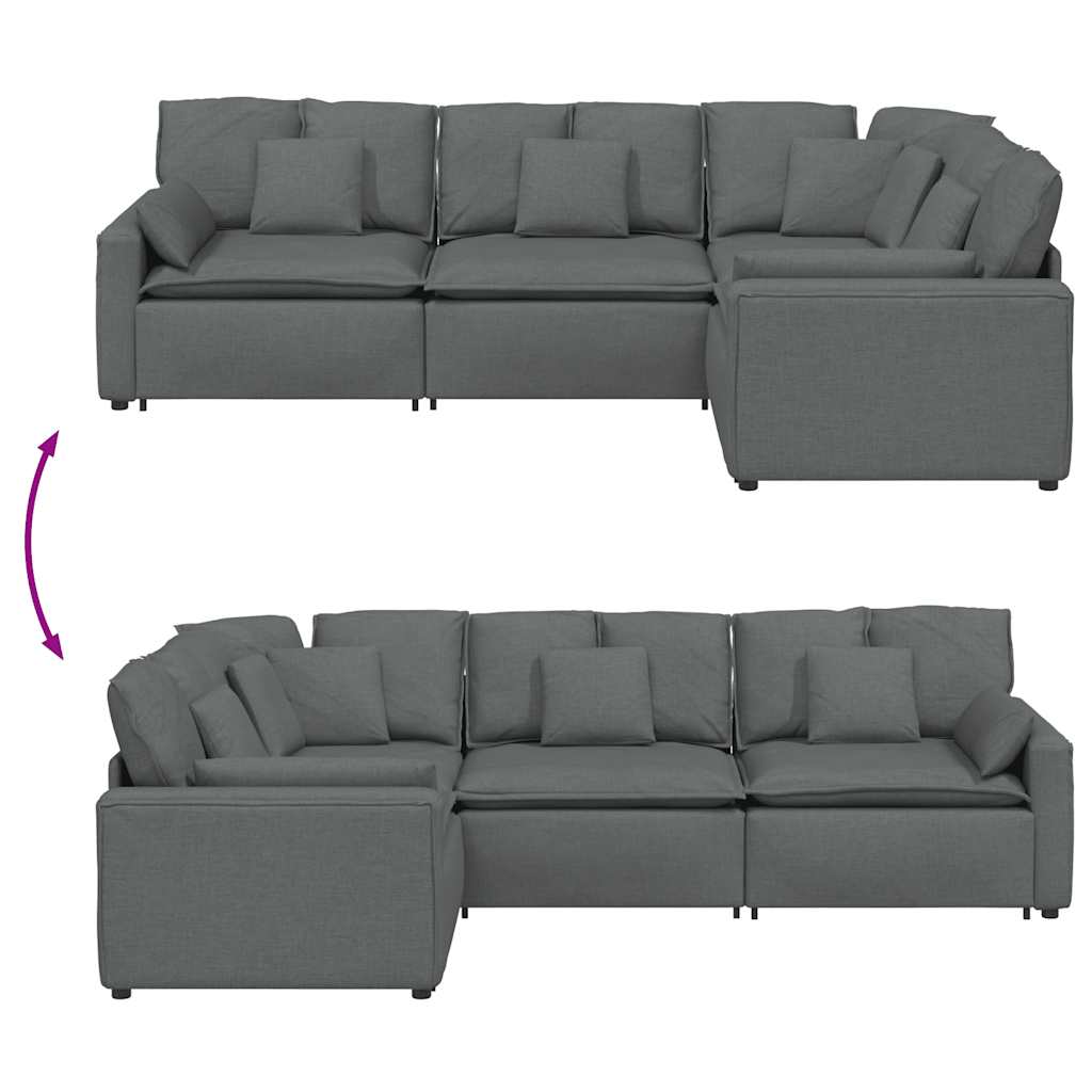 modulsofa med hynder stof mørkegrå