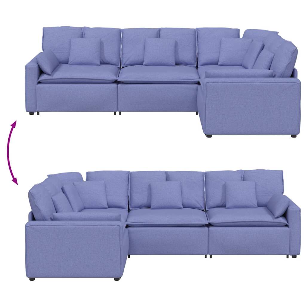 modulsofa med hynder stof jeansblå