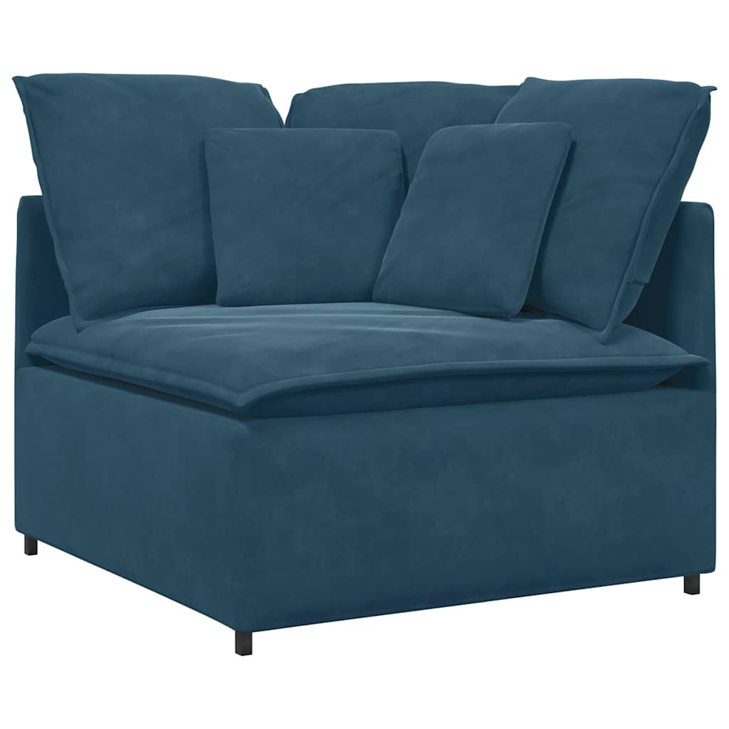 modulsofa med hynder fløjl blå