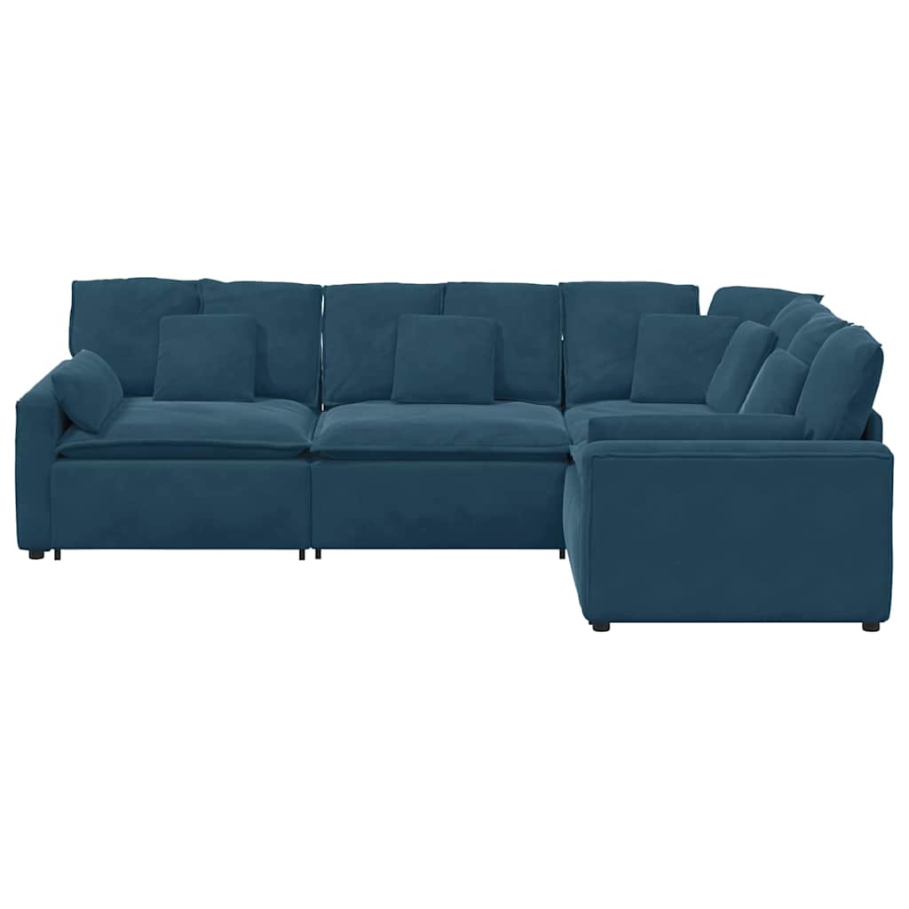 modulsofa med hynder fløjl blå