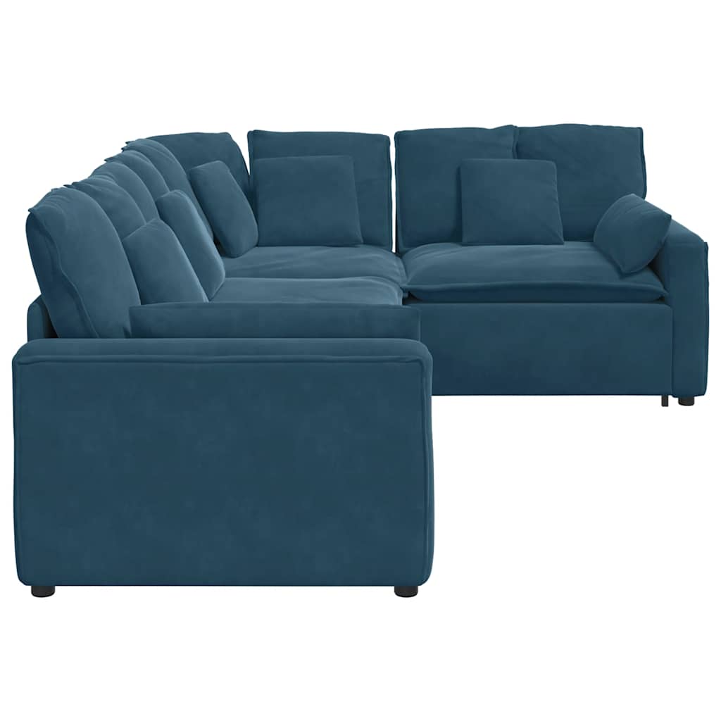 modulsofa med hynder fløjl blå