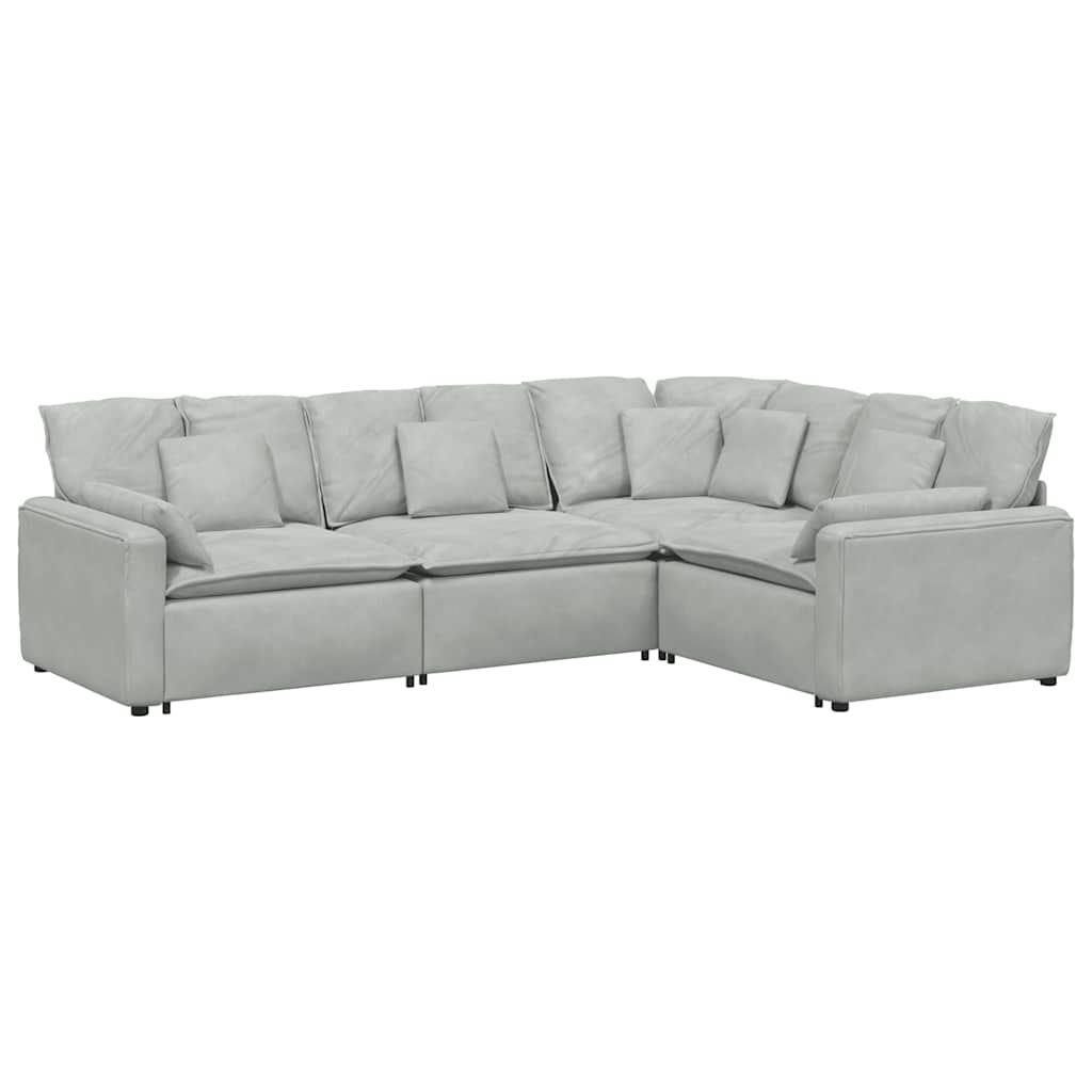 modulsofa med hynder fløjl lysegrå