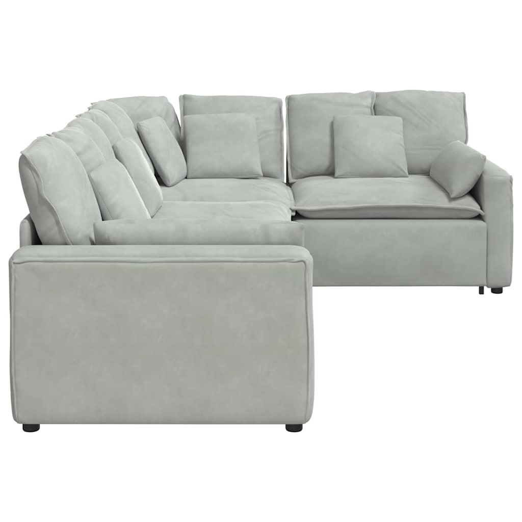modulsofa med hynder fløjl lysegrå