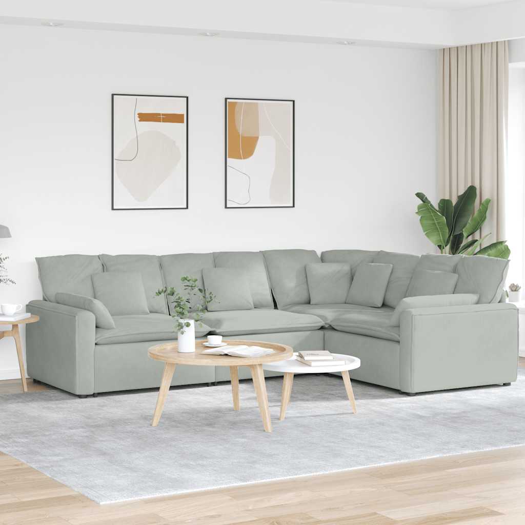 modulsofa med hynder fløjl lysegrå