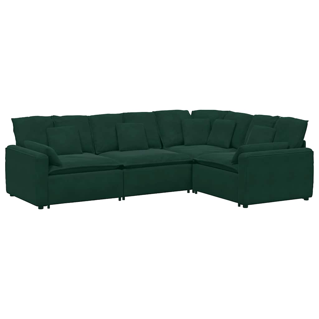 modulsofa med hynder fløjl mørkegrøn