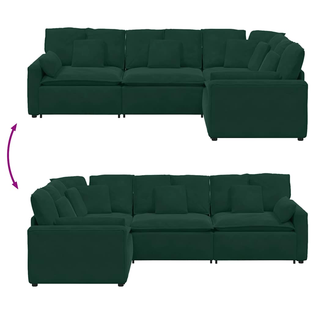 modulsofa med hynder fløjl mørkegrøn