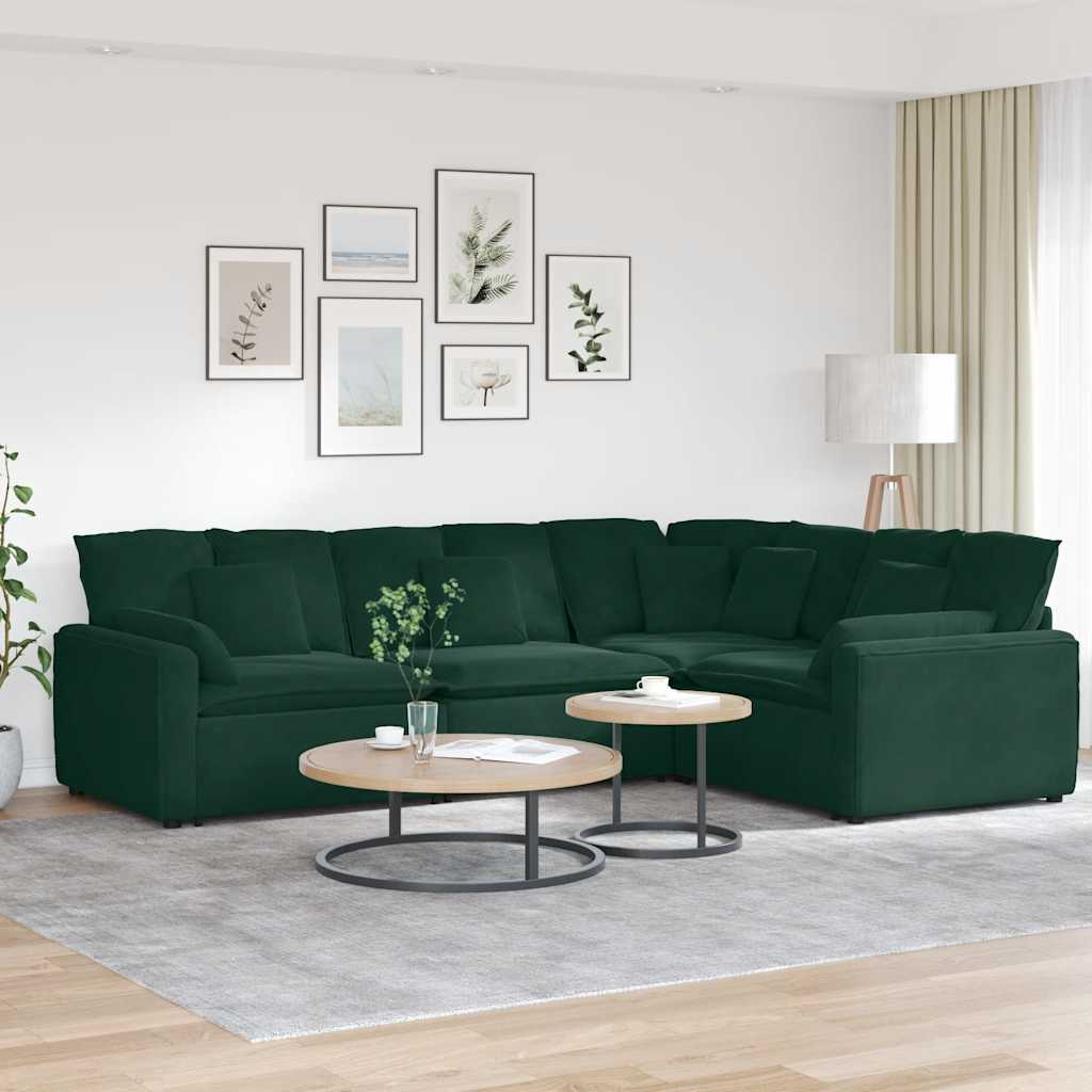 modulsofa med hynder fløjl mørkegrøn