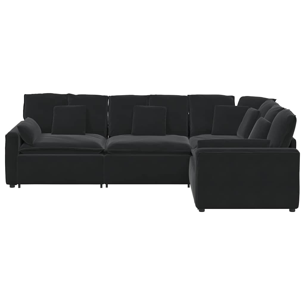 modulsofa med hynder fløjl sort