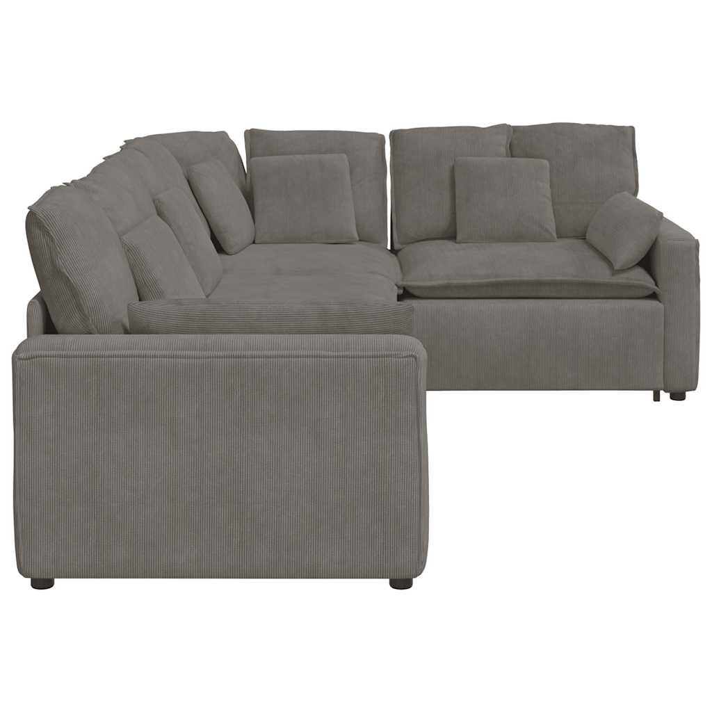 modulsofa med hynder fløjlsstof lysegrå