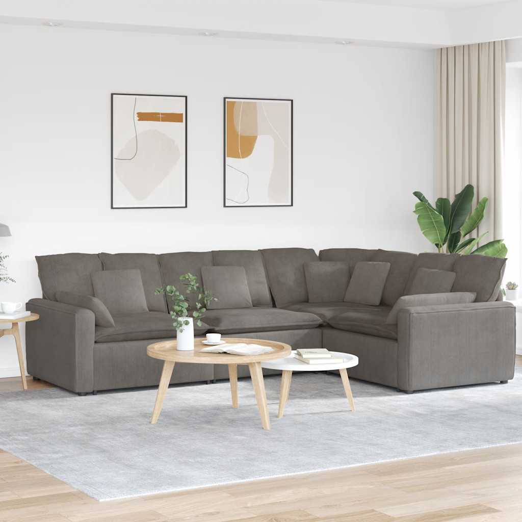 modulsofa med hynder fløjlsstof lysegrå