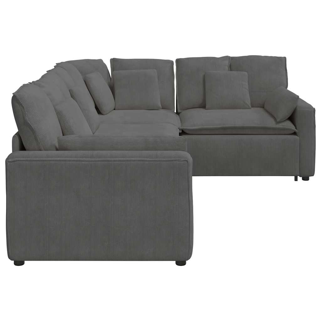 modulsofa med hynder fløjlsstof mørkegrå