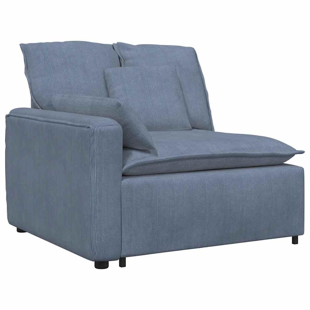 modulsofa med hynder fløjlsstof blå