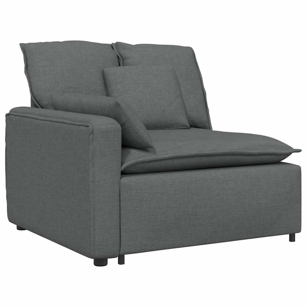 modulsofa med fodskammel og hynder stof mørkegrå