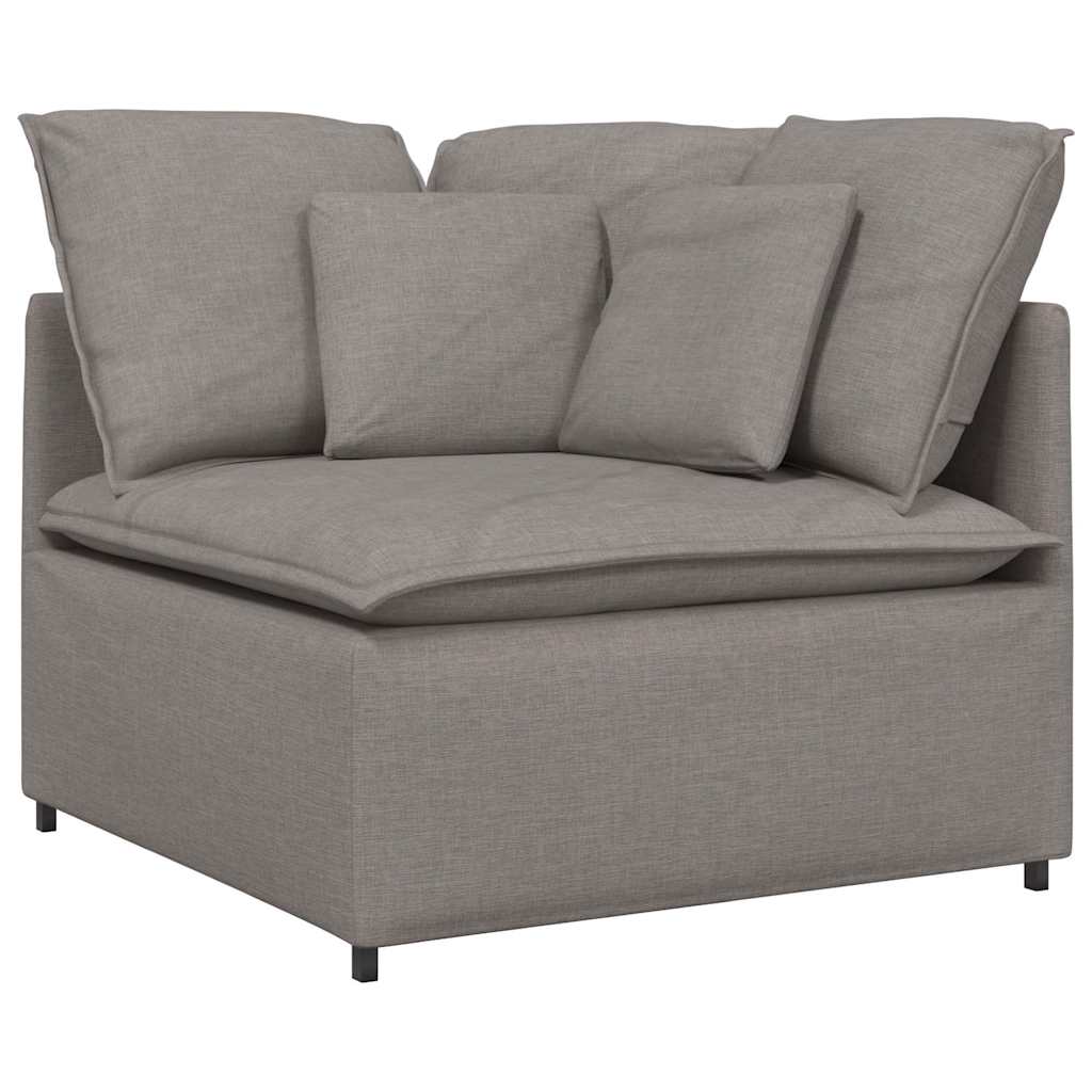modulsofa med fodskammel og hynder stof gråbrun
