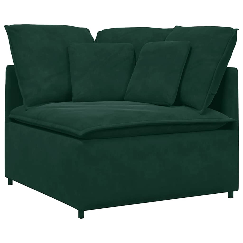 modulsofa med fodskammel og hynder fløjl mørkegrøn