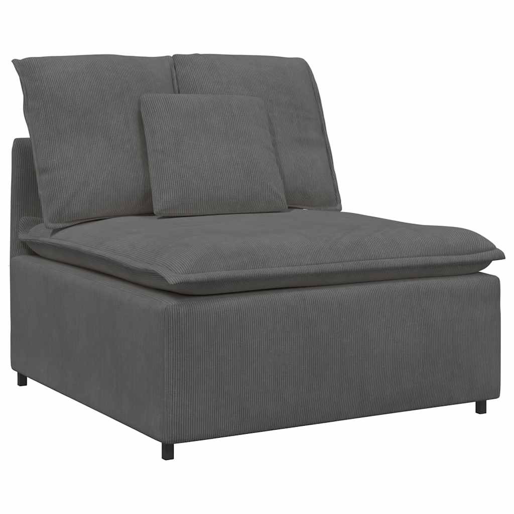 modulsofa med fodskammel og hynder føjlsstof mørkegrå