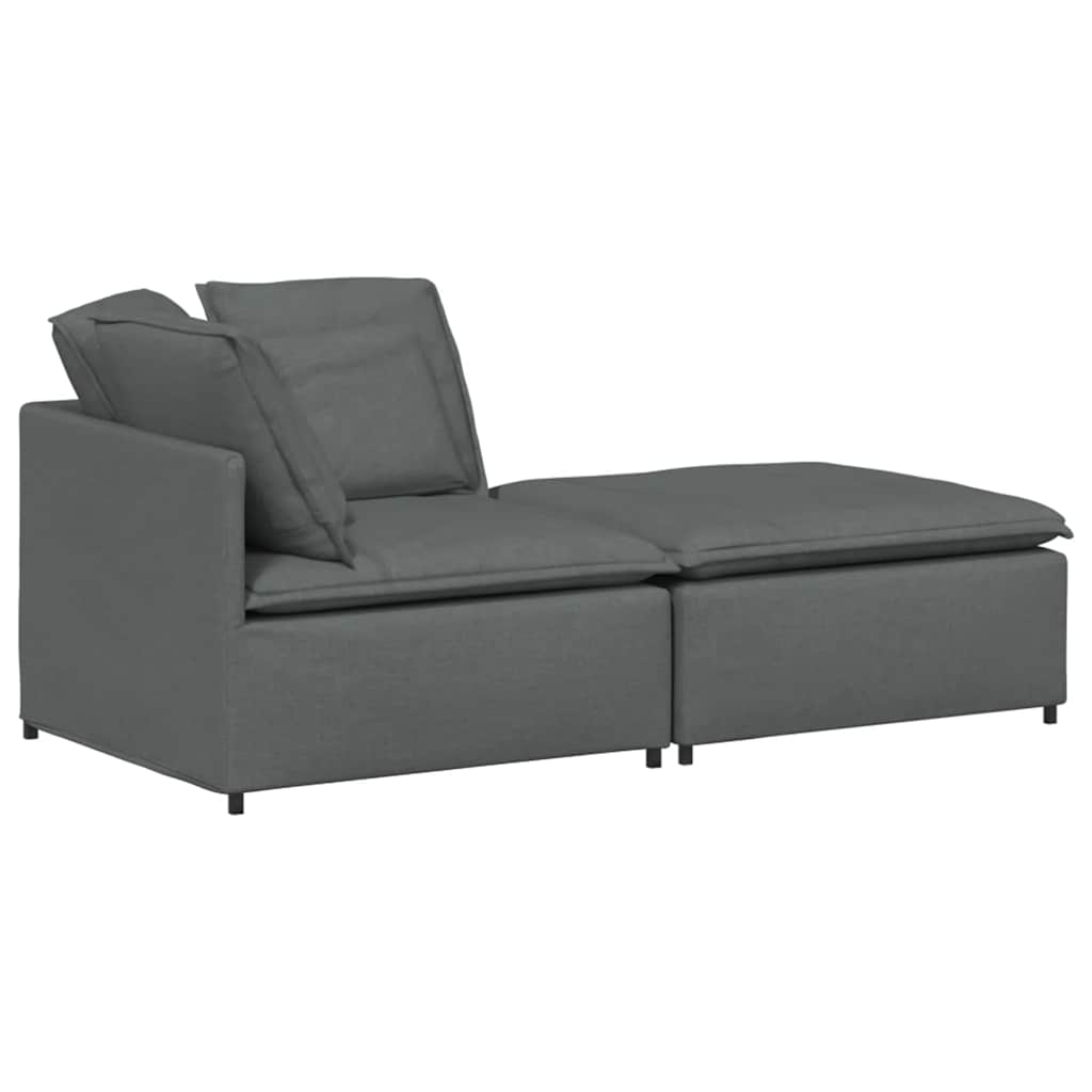 modulsofa med fodskammel og hynder stof mørkegrå