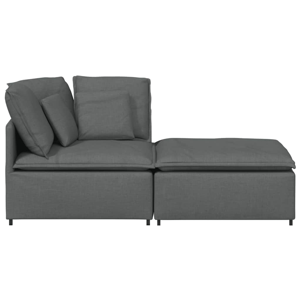 modulsofa med fodskammel og hynder stof mørkegrå