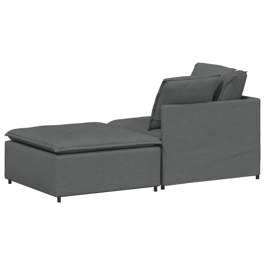 modulsofa med fodskammel og hynder stof mørkegrå