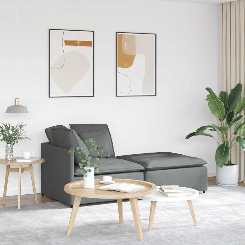 modulsofa med fodskammel og hynder stof mørkegrå