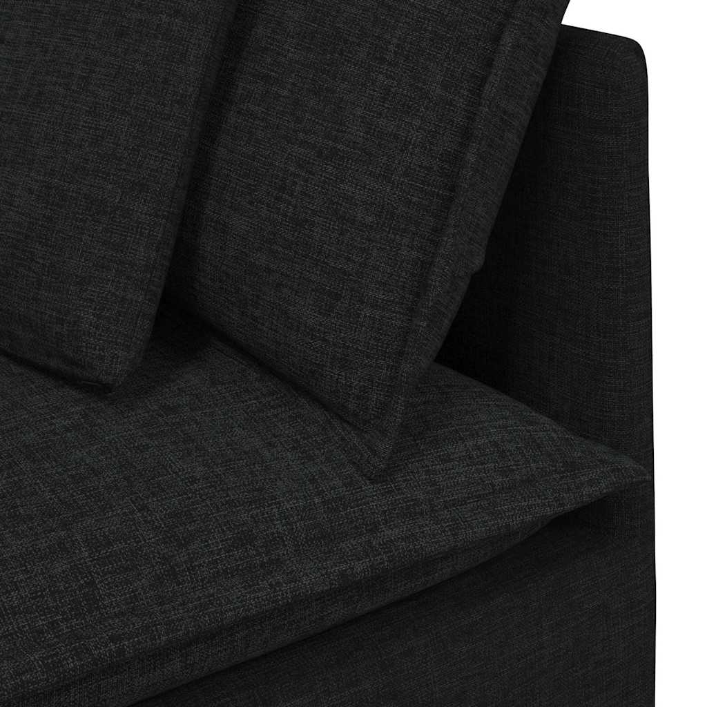 modulsofa med fodskammel og hynder stof sort