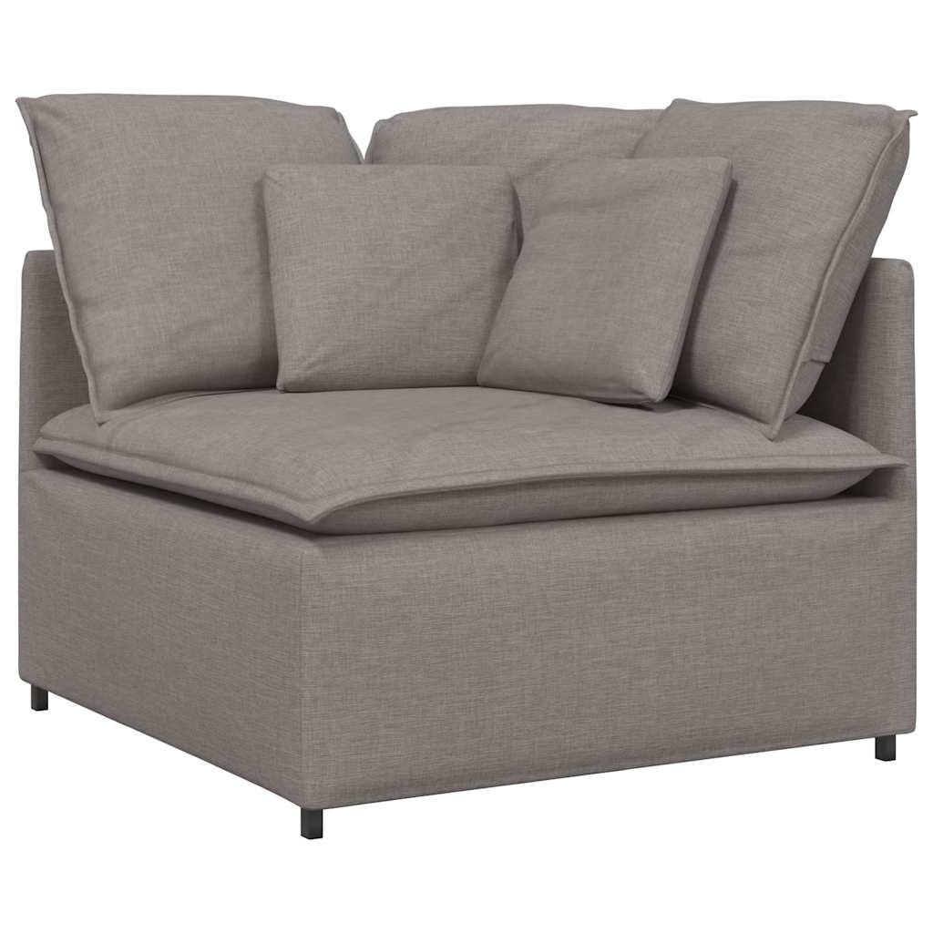 modulsofa med fodskammel og hynder stof gråbrun