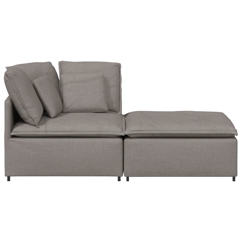 modulsofa med fodskammel og hynder stof gråbrun