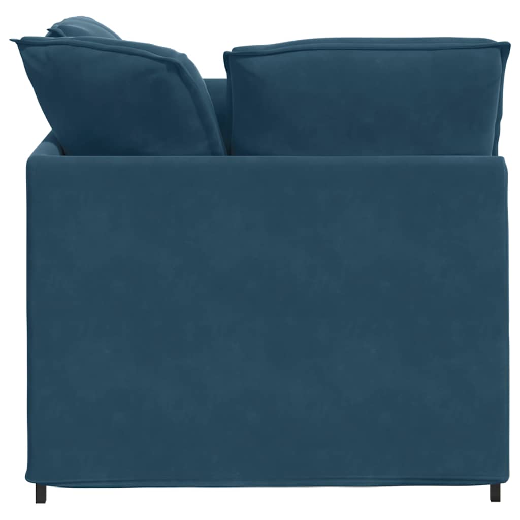 modulsofa med fodskammel og hynder fløjl blå