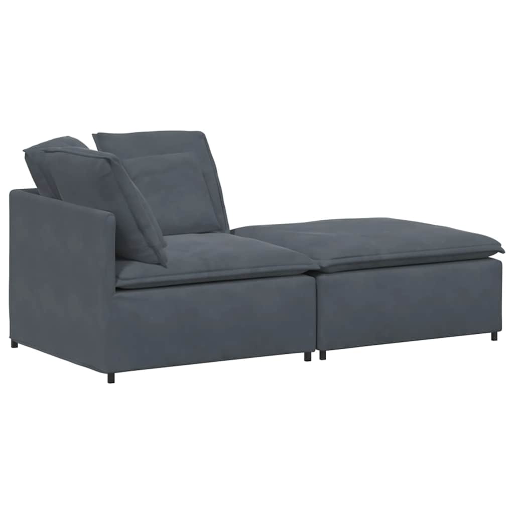 modulsofa med fodskammel og hynder fløjl mørkegrå