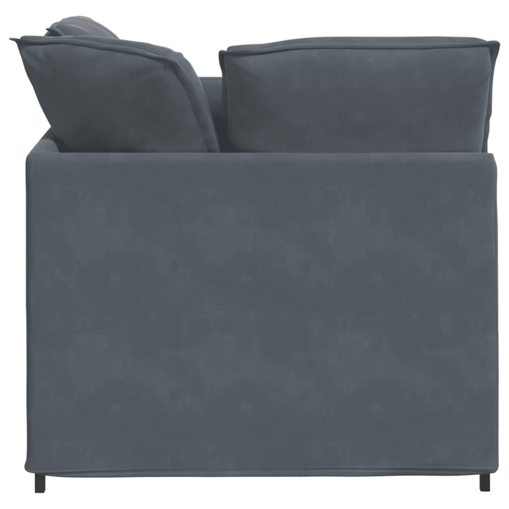 modulsofa med fodskammel og hynder fløjl mørkegrå