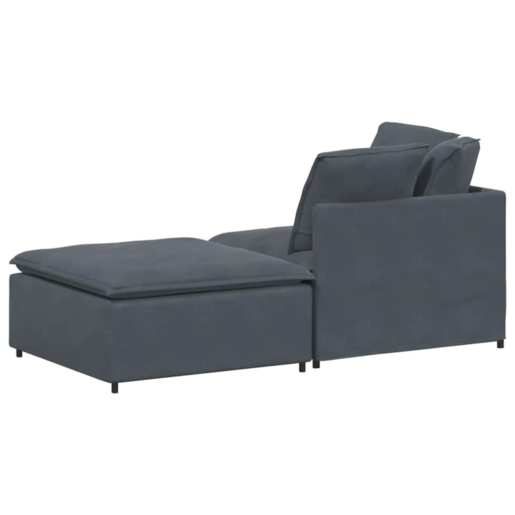 modulsofa med fodskammel og hynder fløjl mørkegrå