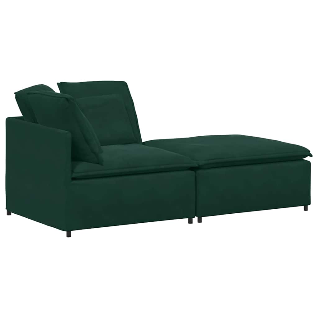 modulsofa med fodskammel og hynder fløjl mørkegrøn