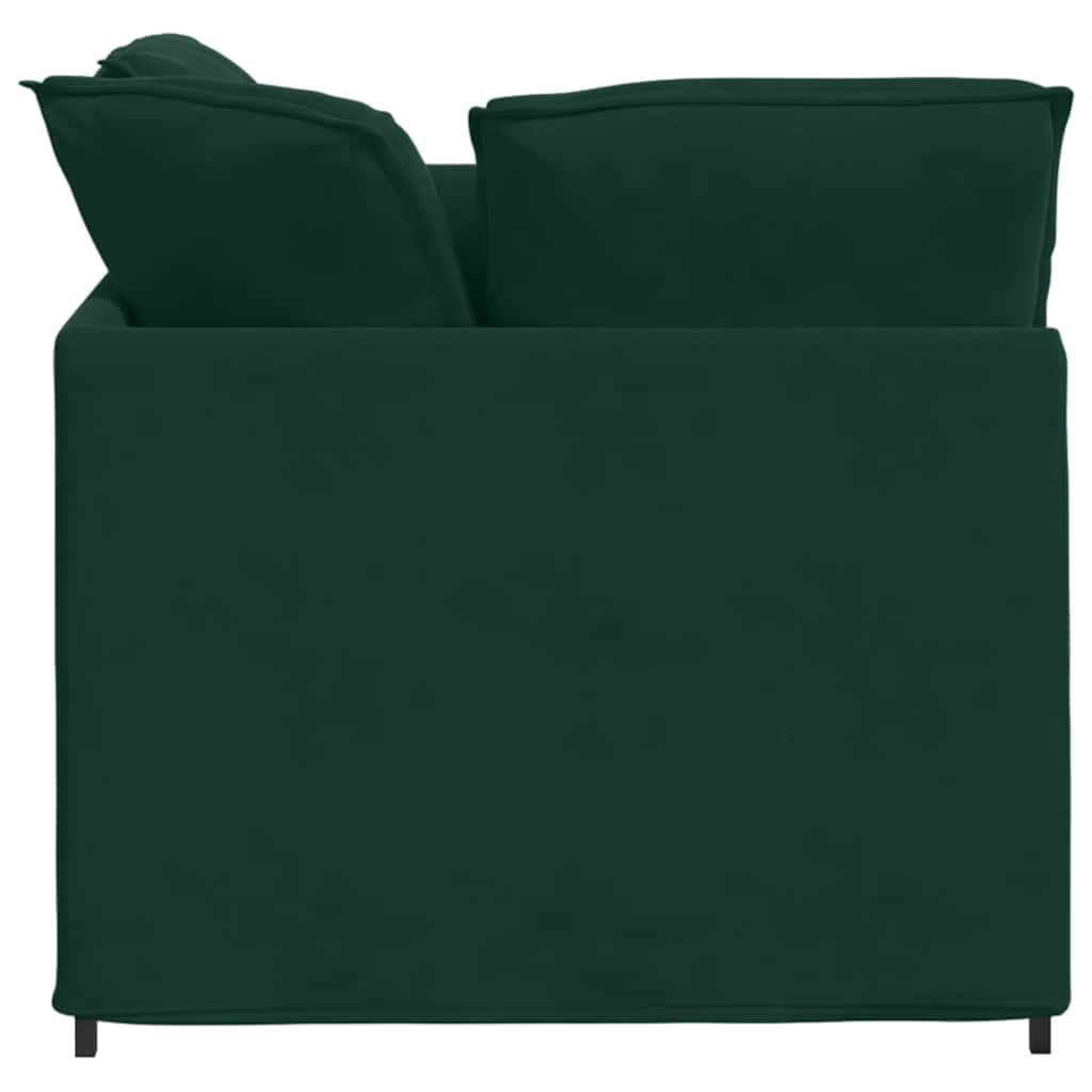 modulsofa med fodskammel og hynder fløjl mørkegrøn