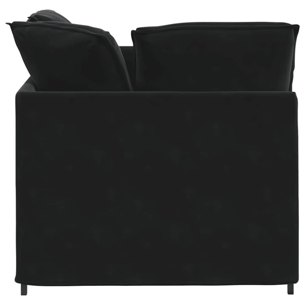 modulsofa med fodskammel og hynder fløjl sort