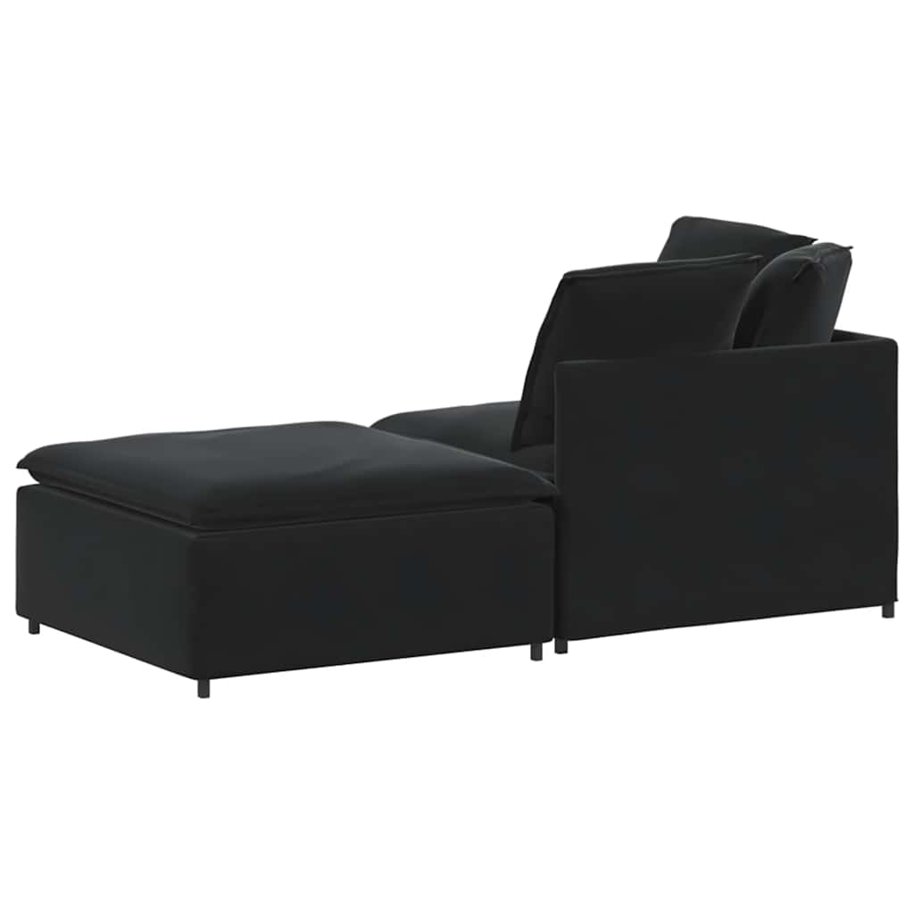 modulsofa med fodskammel og hynder fløjl sort
