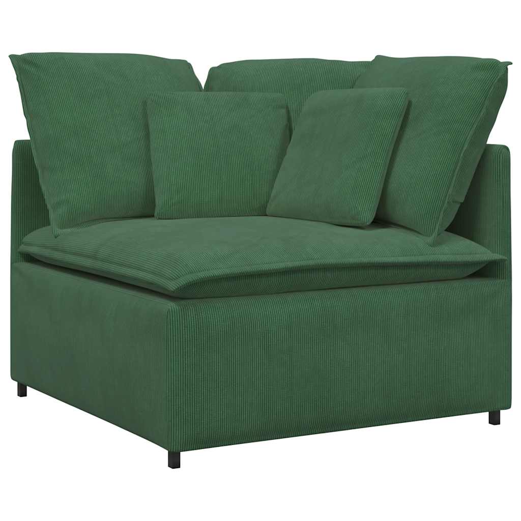 modulsofa med fodskammel og hynder fløjlsstof mørkegrøn