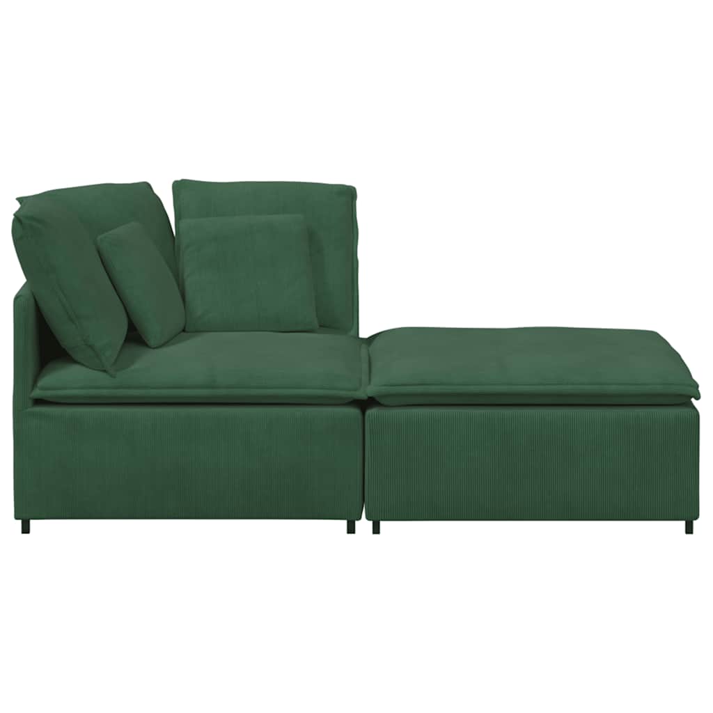 modulsofa med fodskammel og hynder fløjlsstof mørkegrøn