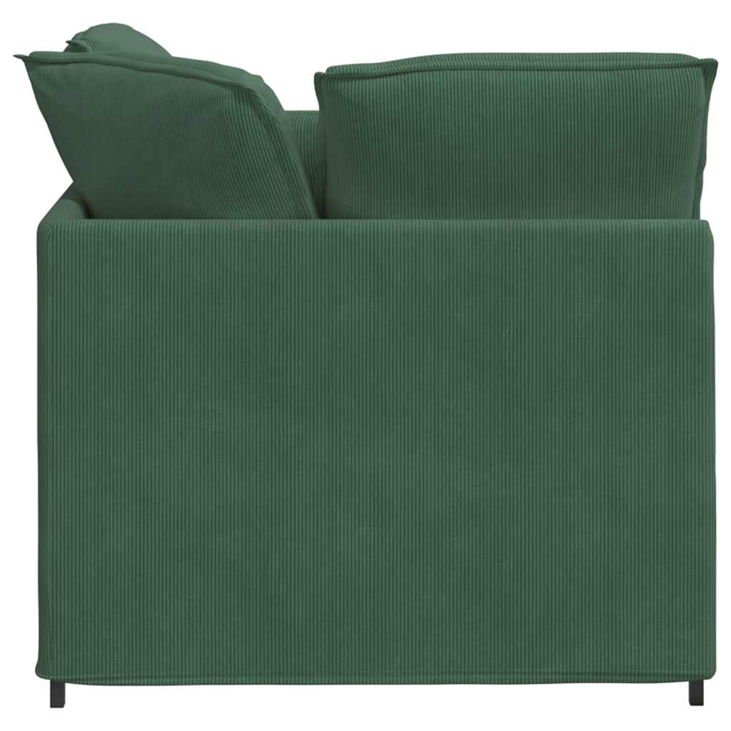 modulsofa med fodskammel og hynder fløjlsstof mørkegrøn