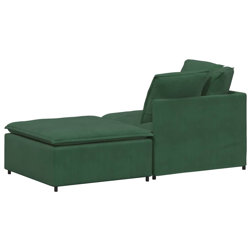 modulsofa med fodskammel og hynder fløjlsstof mørkegrøn