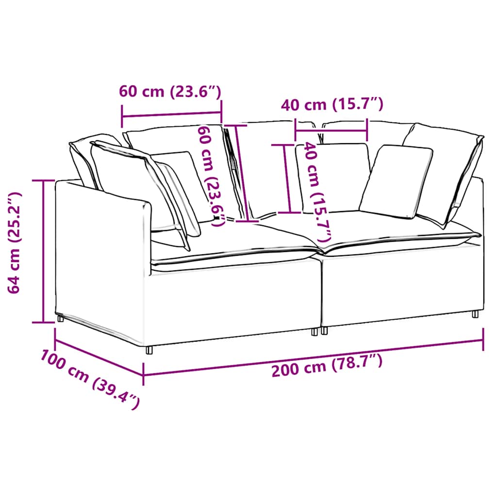 modulsofa med hynder stof jeansblå