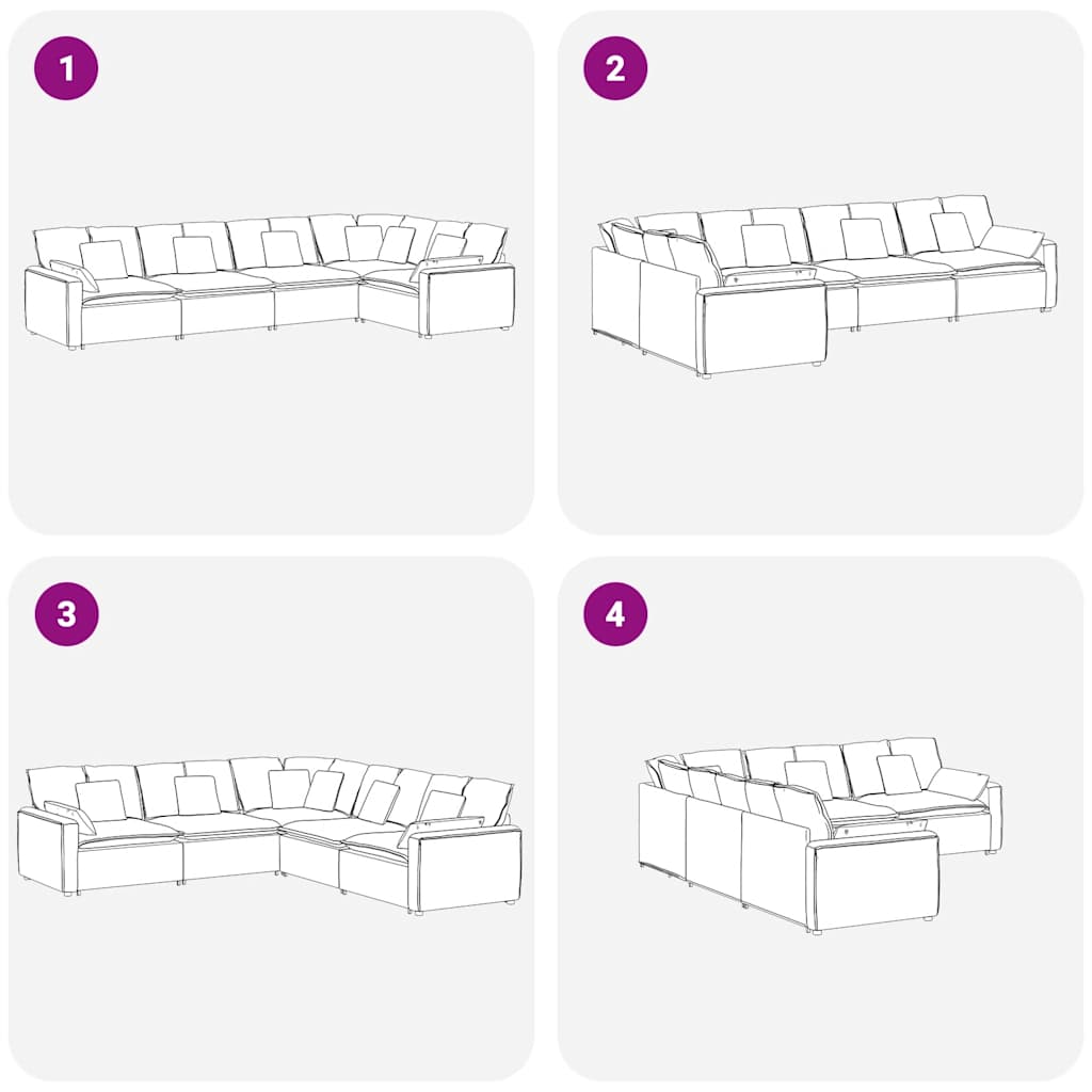 modulsofa med hynder fløjl mørkegrå