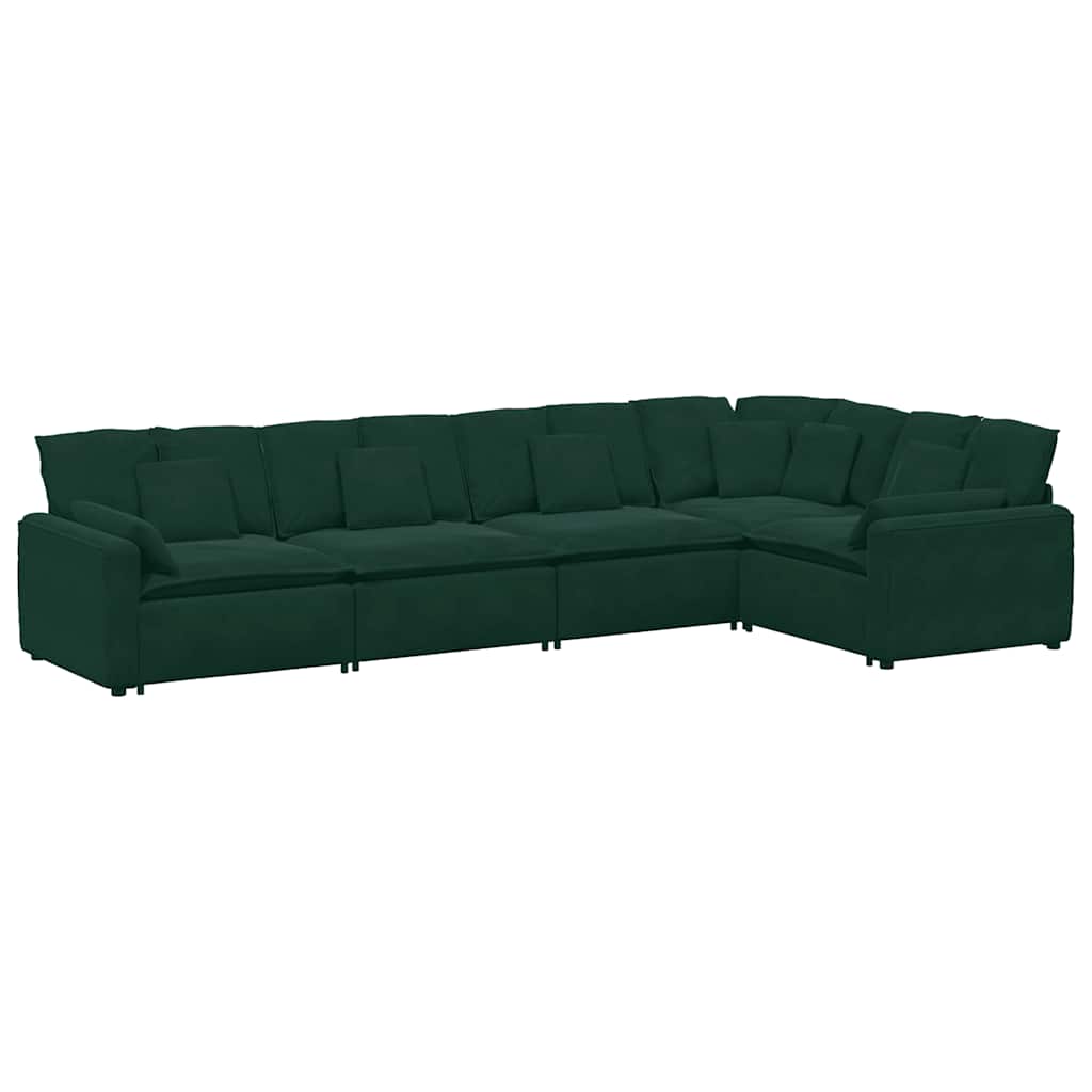 modulsofa med hynder fløjl mørkegrøn