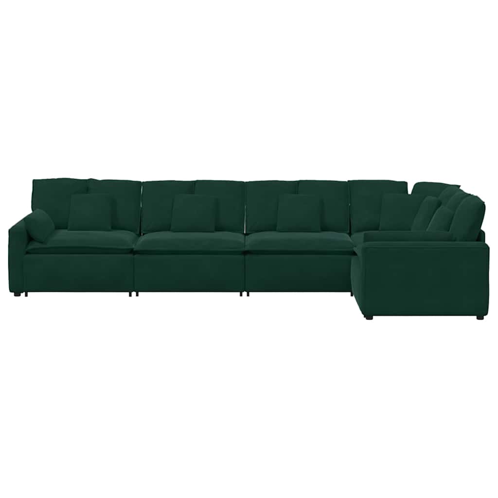 modulsofa med hynder fløjl mørkegrøn