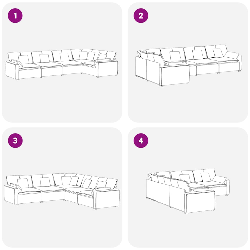 modulsofa med hynder fløjl sort