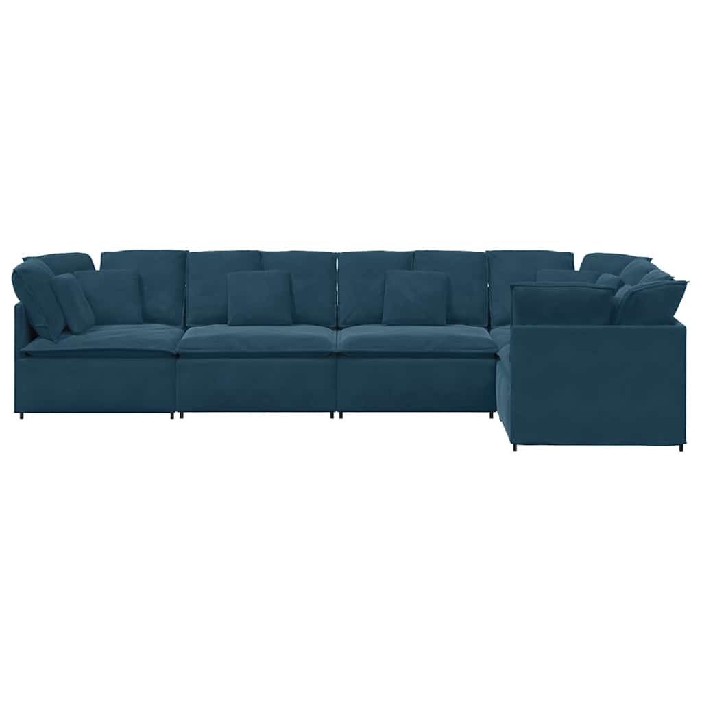 modulsofa med hynder fløjl blå