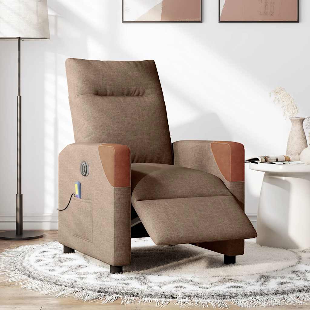 eldrevet massagestol stof brun