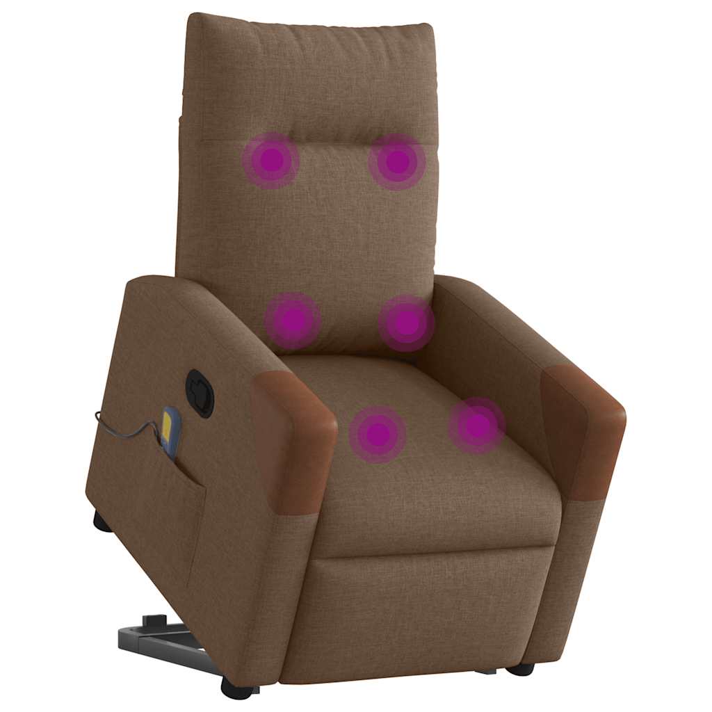 løftestol med massagefunktion stof brun