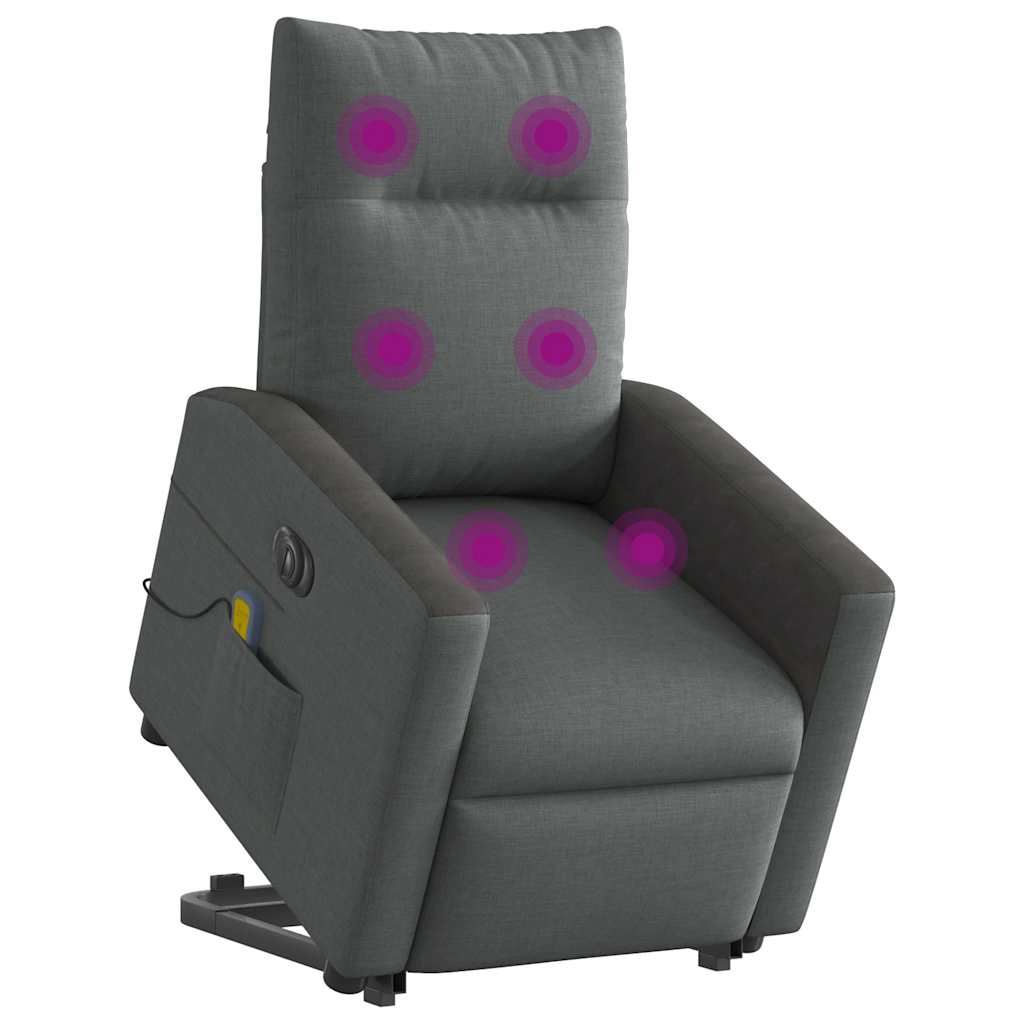 elektrisk massagestol med løftefunktion stof mørkegrå