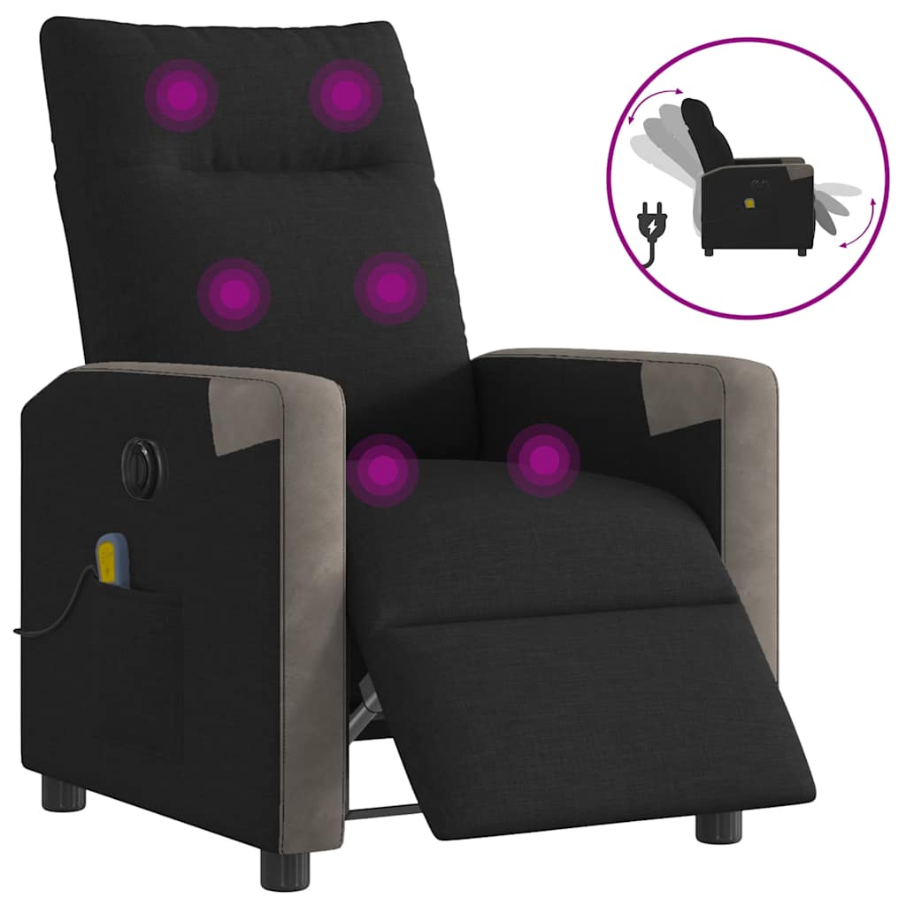 eldrevet massagestol stof sort