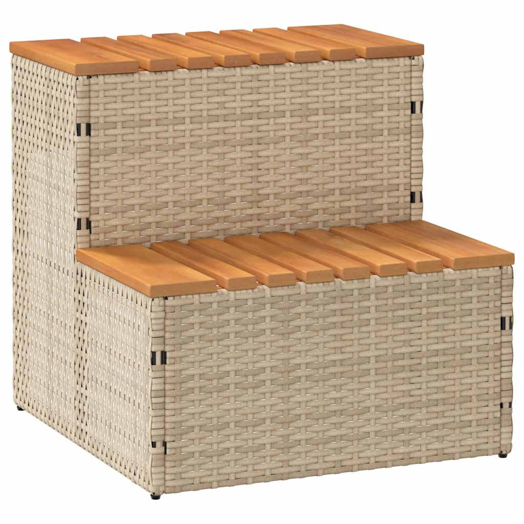 spakant 50x50x50,5 cm polyrattan og massivt akacietræ beige billede